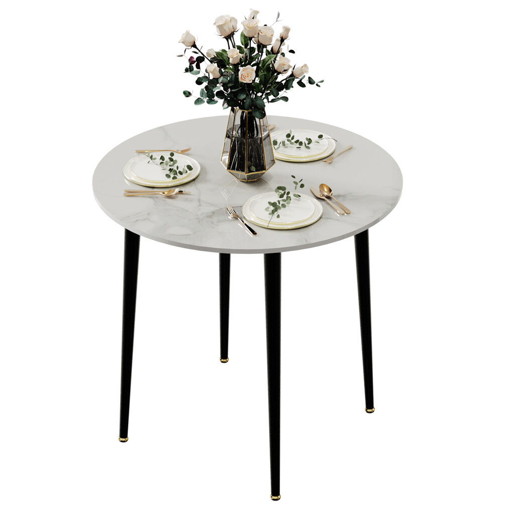 High-End Marble Round Kitchen Dining Table Sintered Stone Restaurant Table 80 x 80 cm - Image 1