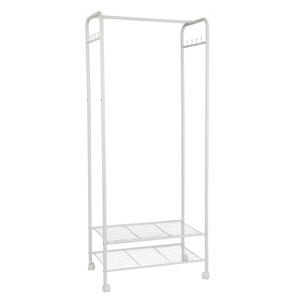 2Tier Rolling Free-Standing Clothing Garment Rack Closet Organizer Open Wardrobe - Image 1