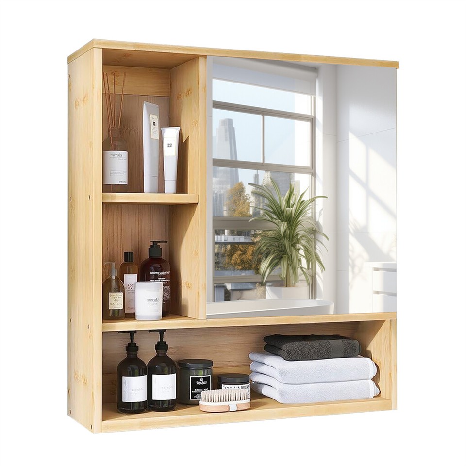 Xl Bathroom Wall Mirror Medicine Cabinet With Single Door And Adjustable Shelves - Image 1