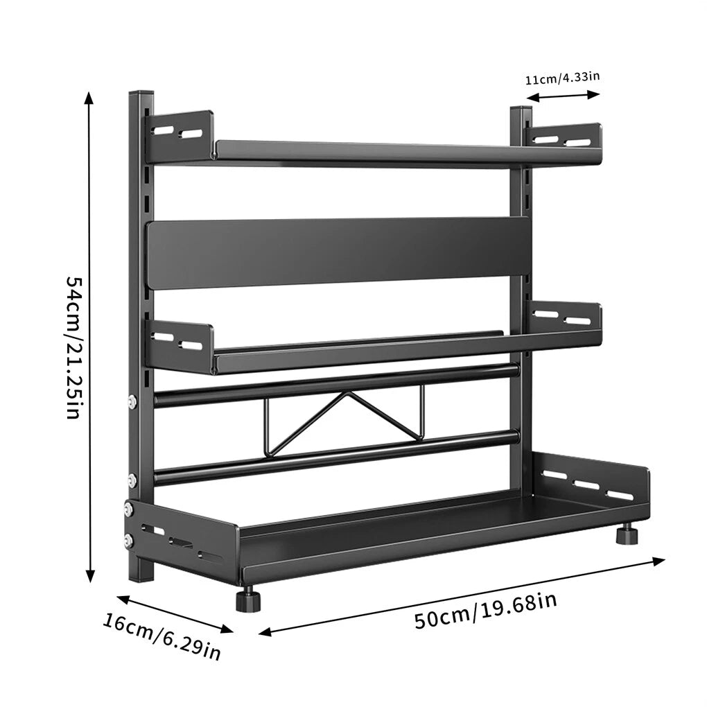 3-Tier Large Kitchen Spice Rack Anti-Rust Organizer Shelf, Height Adjustable Storage Rack AU - Image 5