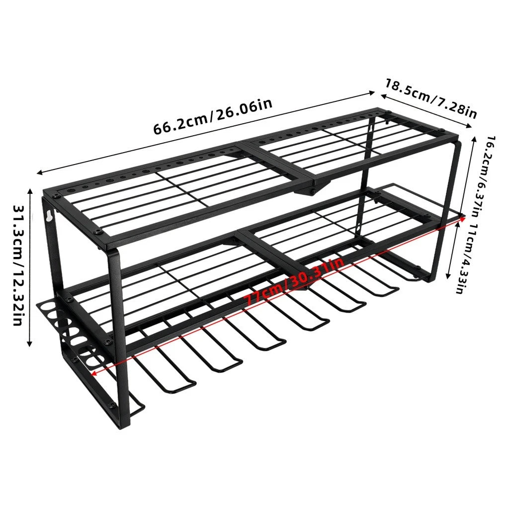 P&P Heavy Duty Power Tool Organizer with 7 Drill Holders Wall Mounted Garage Storage Rack for Tools & Utility - Image 3