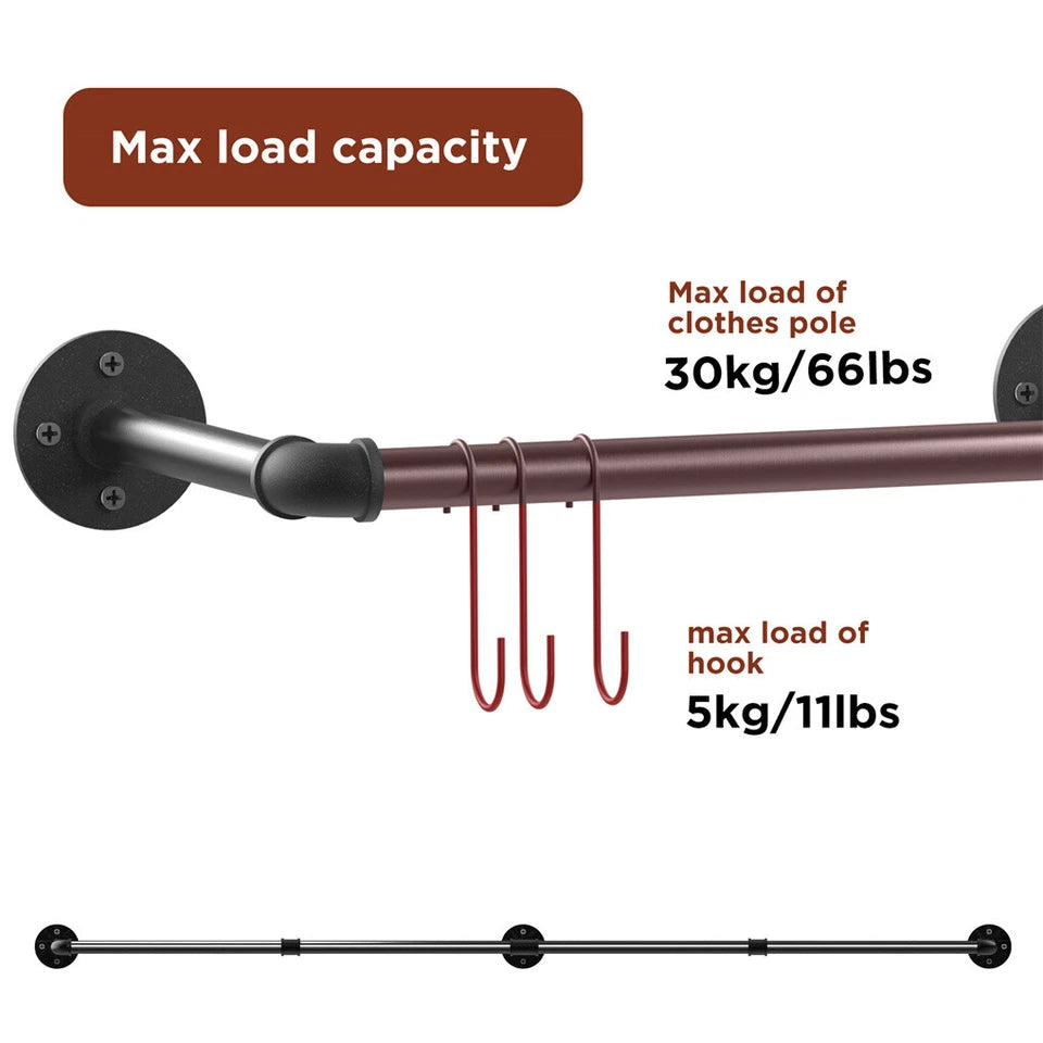 Adjustable Wall-Mounted Clothes Rack (90–180 cm) - Image 5