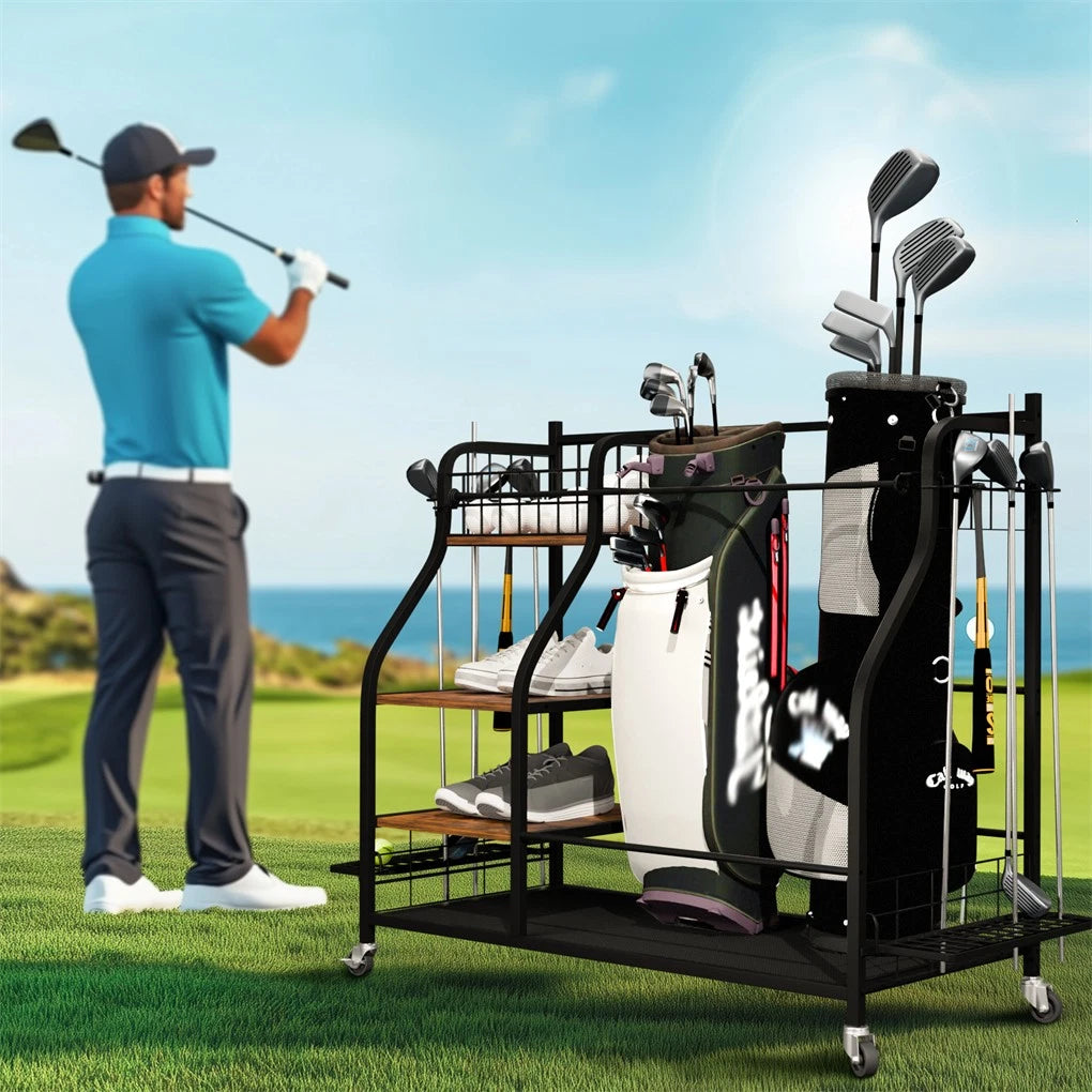 Extra Large Golf Bag Storage Rack - Heavy Duty Organizer Stand for Multiple Bags & Clubs - Image 4