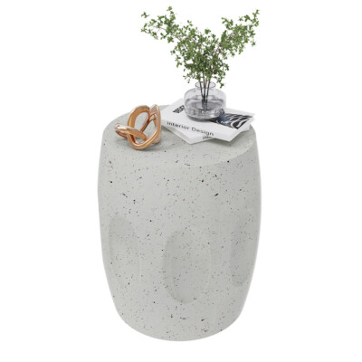 Heavy Duty Concrete Side Table Modern Decorative Garden Stool Patio End Table - Image 1