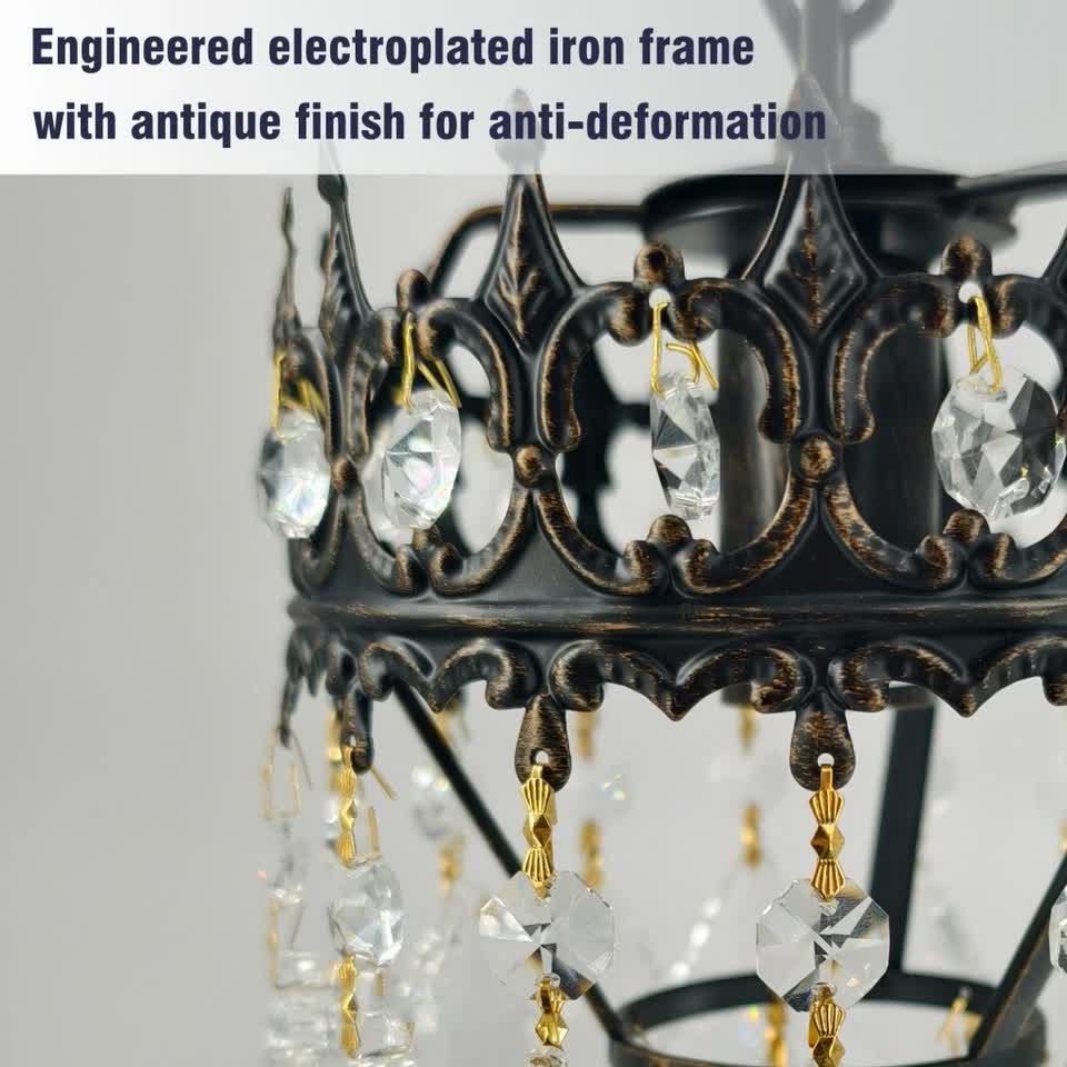 Vintage Wall Light Sconce with Clear Crystals, Black and Gold Glass Wall Lamp, 3-Mode Dimmable LED E14 Lighting Fixture for Home, Bathroom, Dining Room, Hallway - Image 7