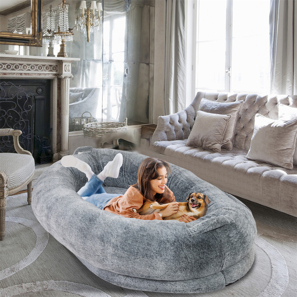 Xxxl Human-Sized Dog Bed Washable Orthopedic Pet Bed Bean Bag With Soft Blanket - Image 3