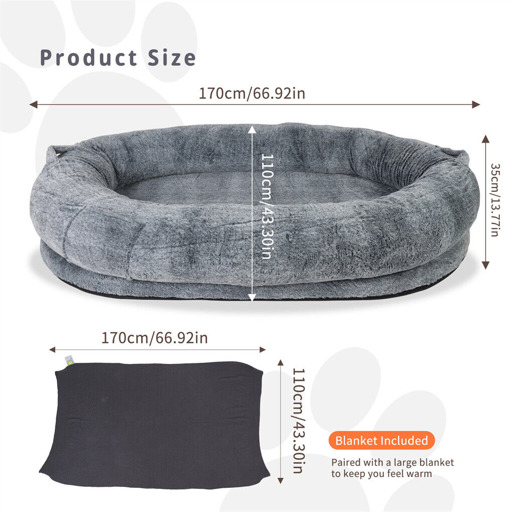Xxxl Human-Sized Dog Bed Washable Orthopedic Pet Bed Bean Bag With Soft Blanket - Image 8