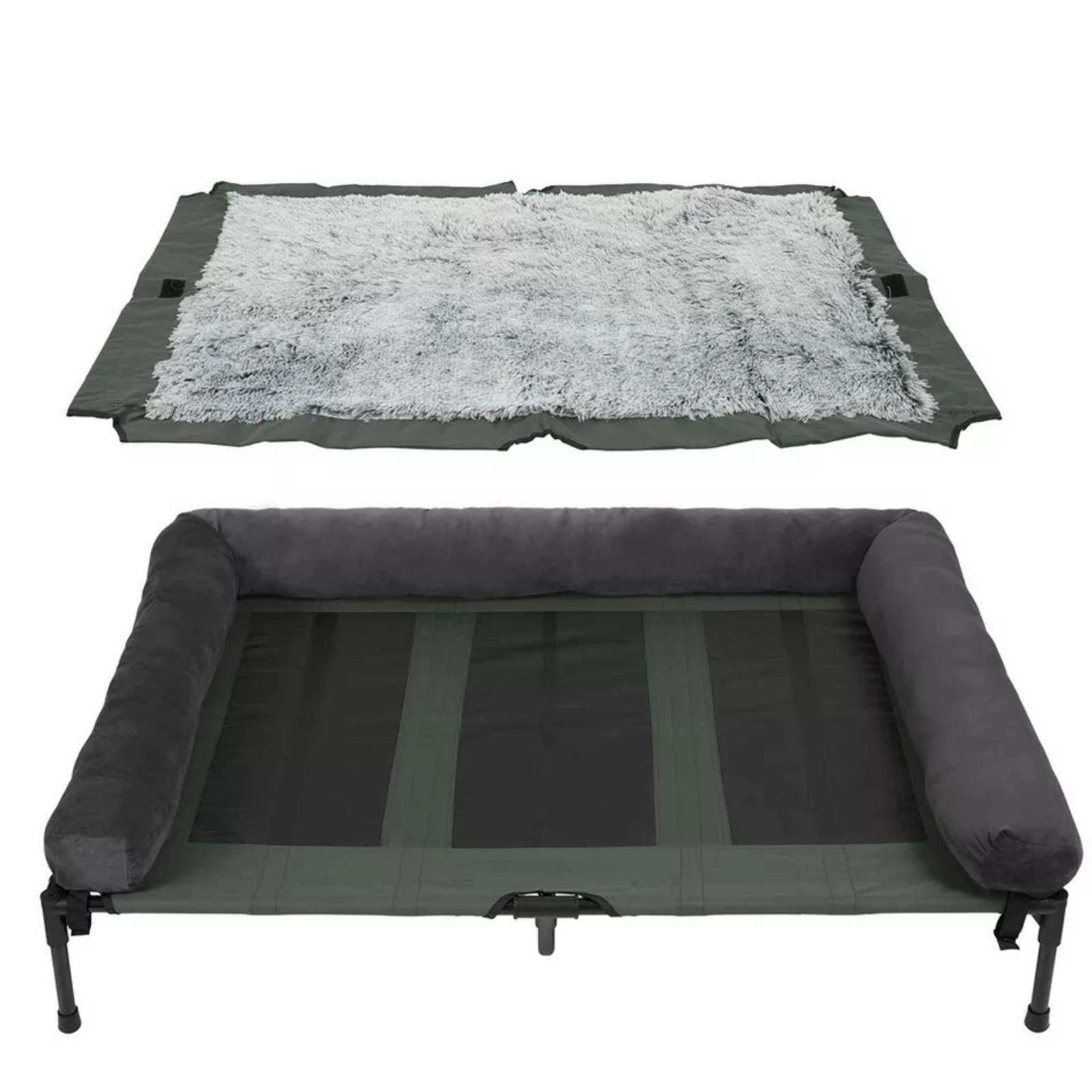 P&P Brown Pet Cot with Bolster Support and Breathable Mesh Design for Dogs to Lounge - Image 1