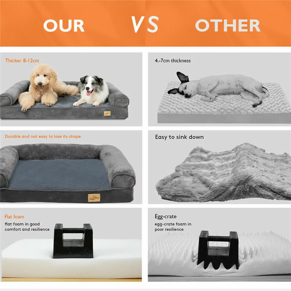Medium Orthopedic Dog Bed with Bolster Comfort Mattress - Image 7