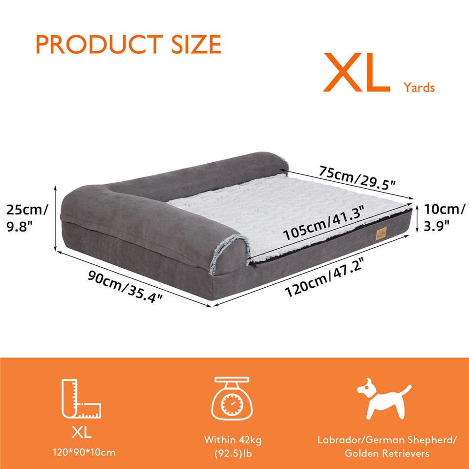 Jumbo Orthopedic Dog Bed Sofa Lounge - Raised High Bolster Pet Bed with Washable Cover Size XL - Image 4