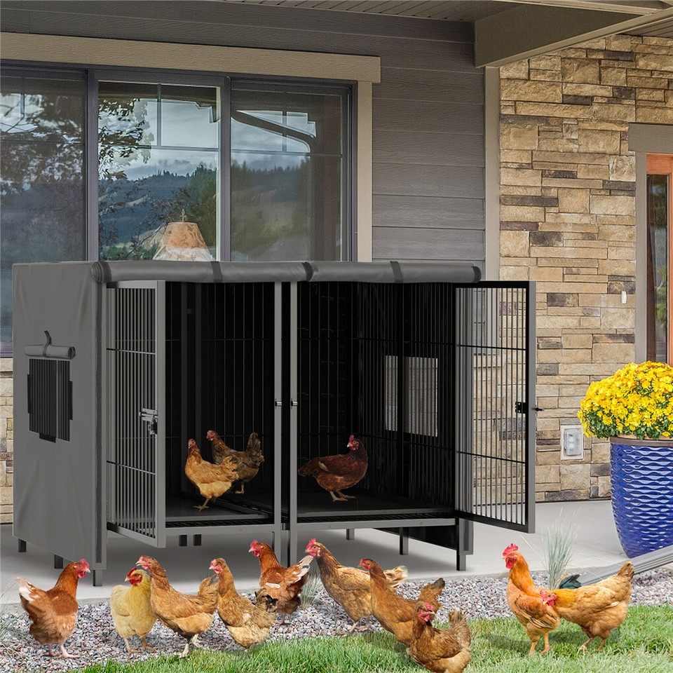 Giant Dog Cage Indoor Outdoor Super-Hard Metal Kennel Pet Playpen W Tray & Divider - Image 6