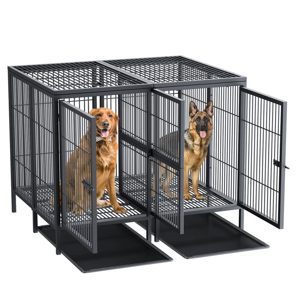 Giant Dog Cage Indoor Outdoor Super-Hard Metal Kennel Pet Playpen W Tray&Divider - Image 1