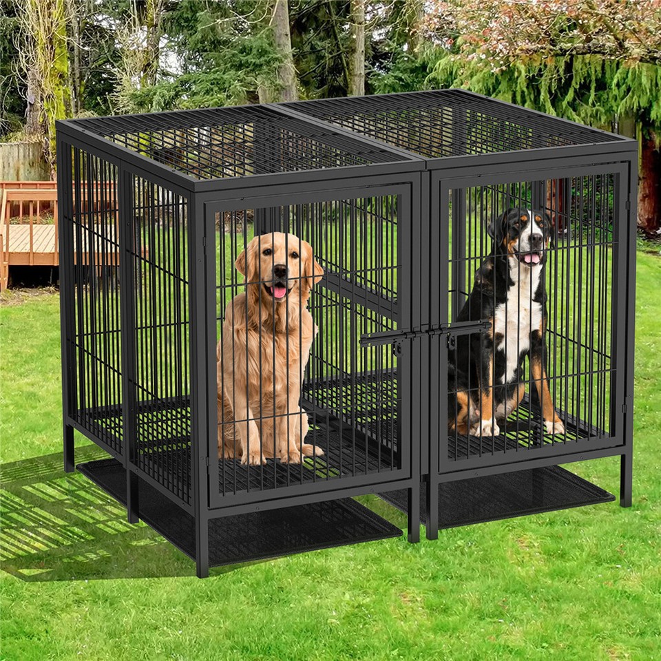 Giant Dog Cage Indoor Outdoor Super-Hard Metal Kennel Pet Playpen W Tray&Divider - Image 3