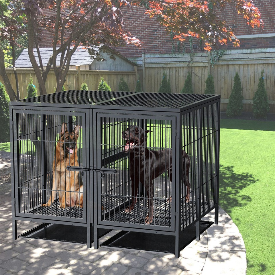 Giant Dog Cage Indoor Outdoor Super-Hard Metal Kennel Pet Playpen W Tray&Divider - Image 4