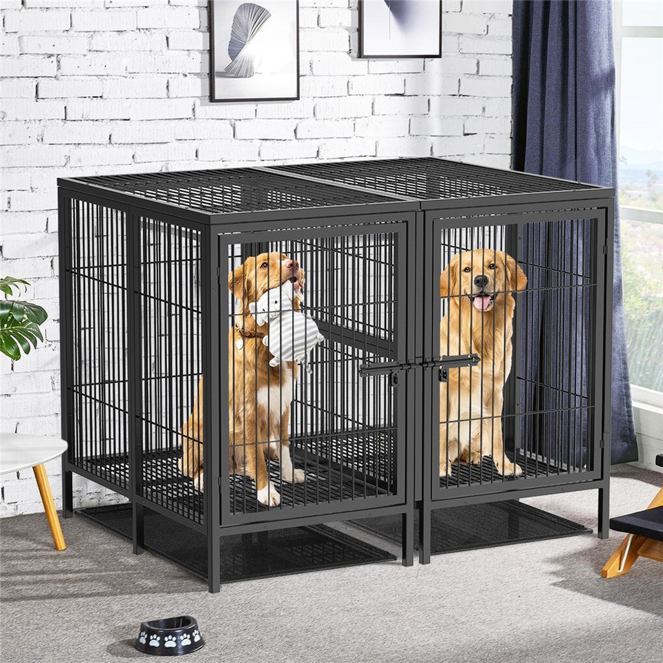 Giant Dog Cage Indoor Outdoor Super-Hard Metal Kennel Pet Playpen W Tray&Divider - Image 5