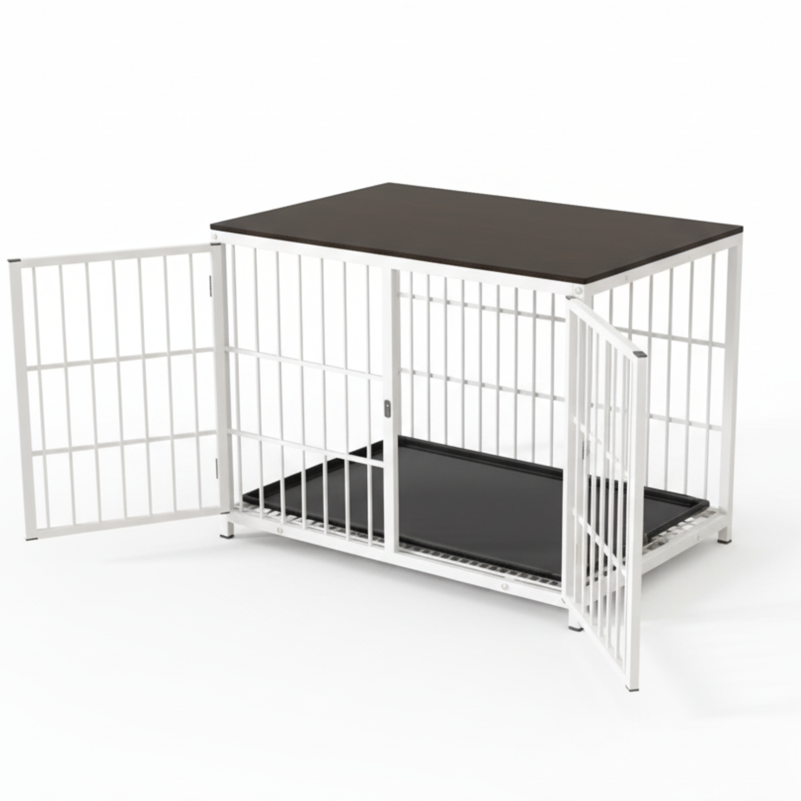 P&P White Walnut XL Dog Crate with Furniture Style Top, 3 Doors and Easy Clean Tray Included - Image 1