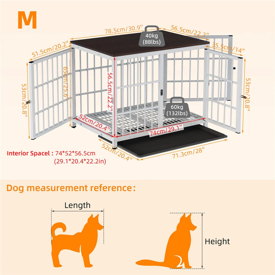 P&P White Walnut XL Dog Crate with Furniture Style Top, 3 Doors and Easy Clean Tray Included - Image 2