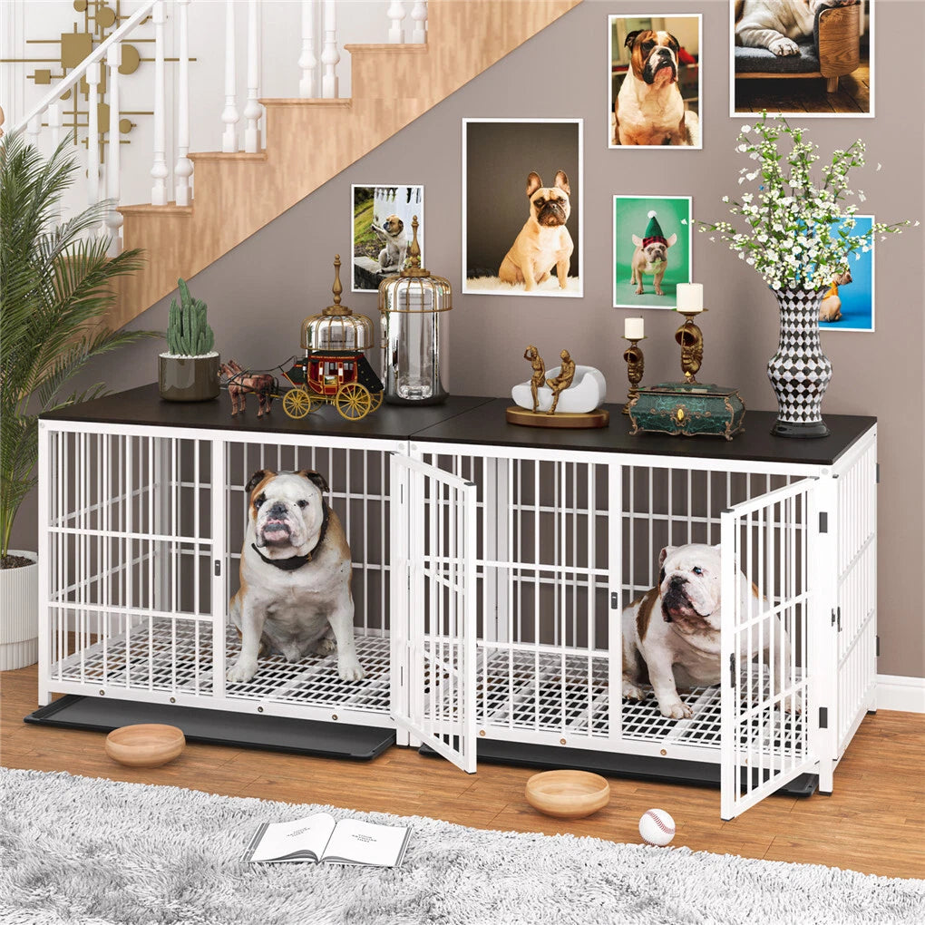 P&P White Walnut XL Dog Crate with Furniture Style Top, 3 Doors and Easy Clean Tray Included - Image 3