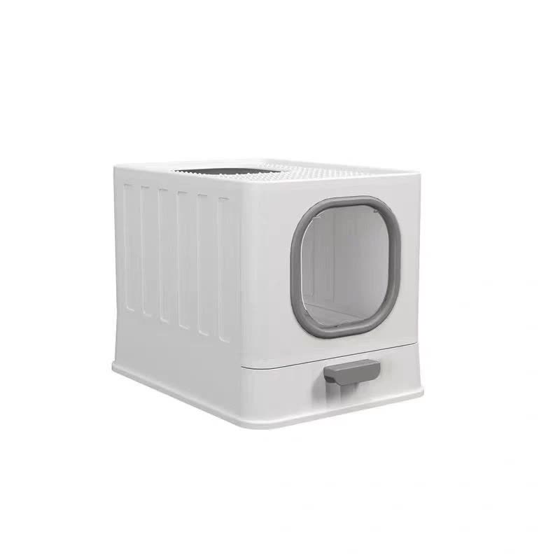 Big Top Entry Deep Tray Enclosed Kitty Cat Litter Box Easy To Clean Pull Handle - Image 1