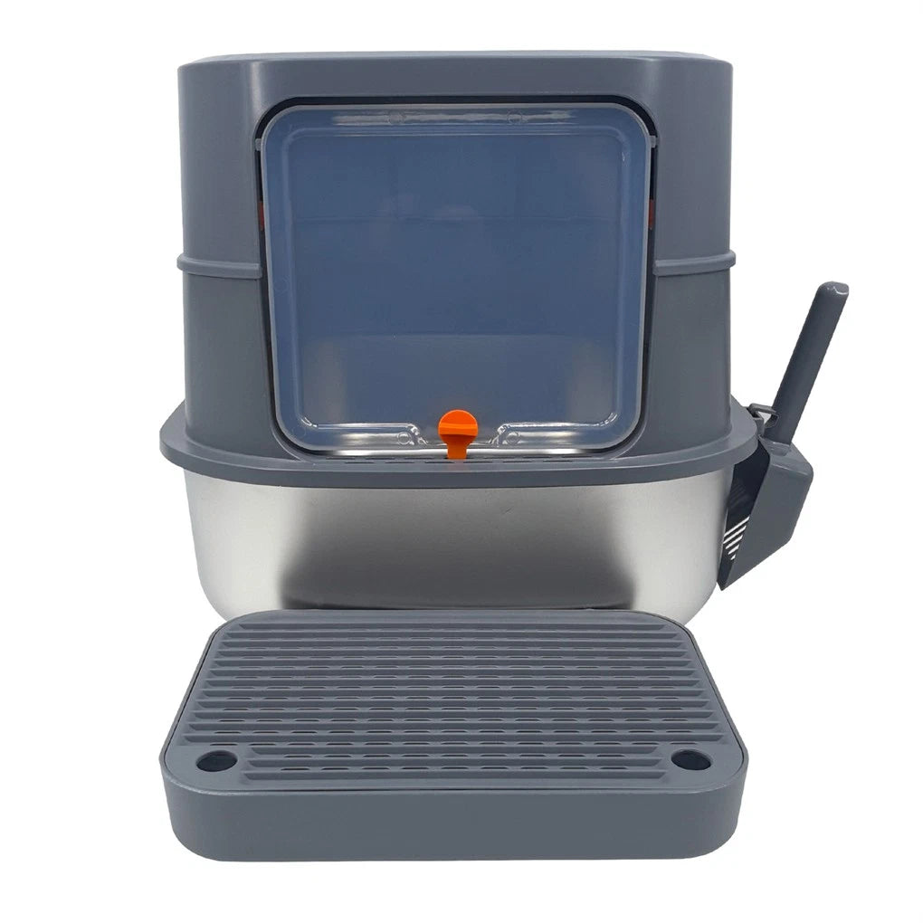 P&P Jumbo Stainless Steel Cat Litter Box for Multi-Cats Large Toilet Box with Removable Lid - Image 1