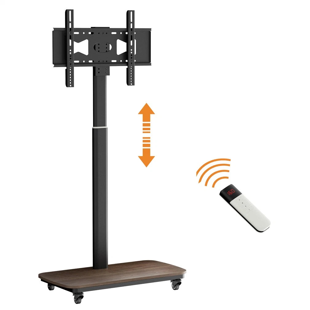 37-75 Inch Electric Height Adjustable Rolling TV Stand - Motorized Floor Mount with Remote Control, Shelf & Lockable Wheels - Image 1