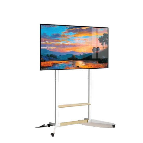 Height Adjustable Steel TV Stand on Wheels - Heavy Duty Mobile Floor Mount Cart for 40ï¿½100 Inch TVs, 100kg Capacity - Image 1