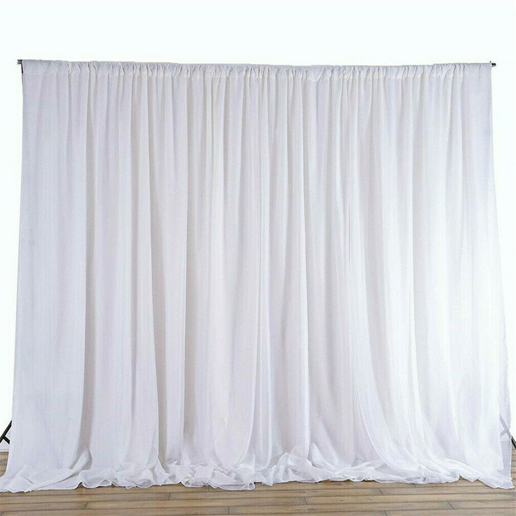 3mx6m 10ft Silk White Backdrop Drapes Curtain Wedding Ceremony Party Home Window Decor - Image 1