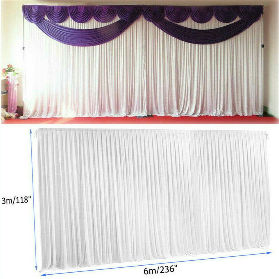 3mx6m 10ft Silk White Backdrop Drapes Curtain Wedding Ceremony Party Home Window Decor - Image 6
