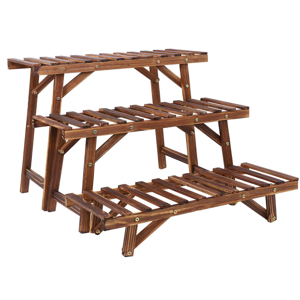 3pcs Plant Stand Flower Step Bench Rack Herb Storage Shelf Garden Indoor Outdoor - Image 1