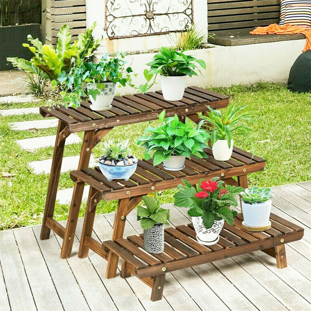 3pcs Plant Stand Flower Step Bench Rack Herb Storage Shelf Garden Indoor Outdoor - Image 2