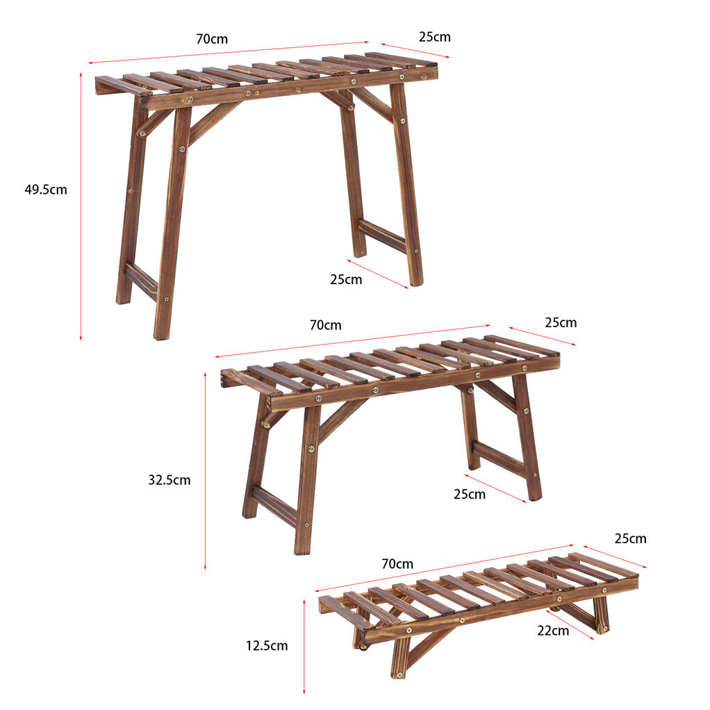 3pcs Plant Stand Flower Step Bench Rack Herb Storage Shelf Garden Indoor Outdoor - Image 5