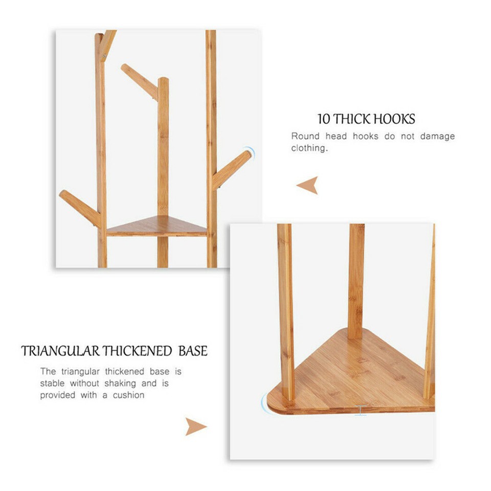 Solid Wood Floor Standing Hat Coat Jacket Hanger Storage Stand - Image 8