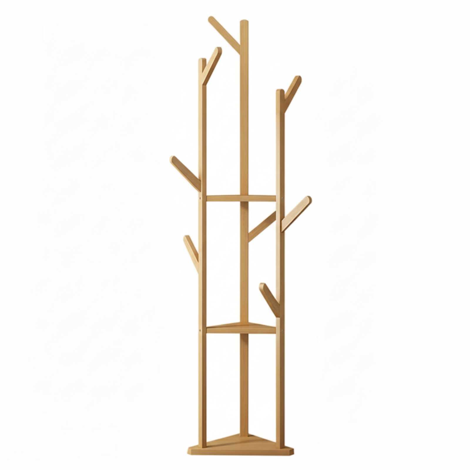 Wooden Coat and Hat Stand with 10 Hooks – Floor Standing Clothes and Umbrella Rack - Image 1
