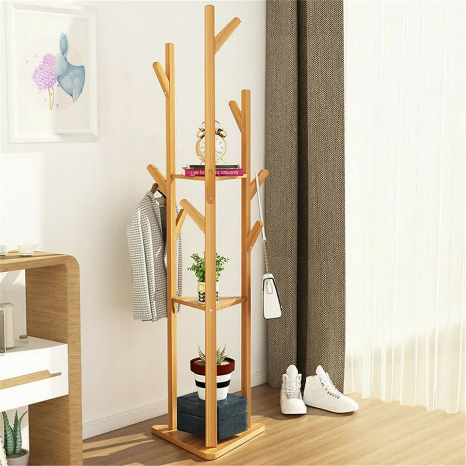 Wooden Coat and Hat Stand with 10 Hooks – Floor Standing Clothes and Umbrella Rack - Image 5