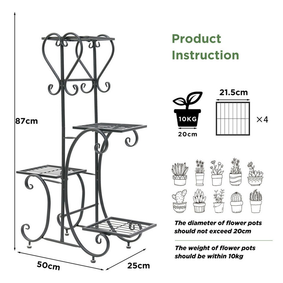 4-Tier Heavy Duty Plant Potted Stand Flower Planters Display Rack Outdoor Indoor - Image 7