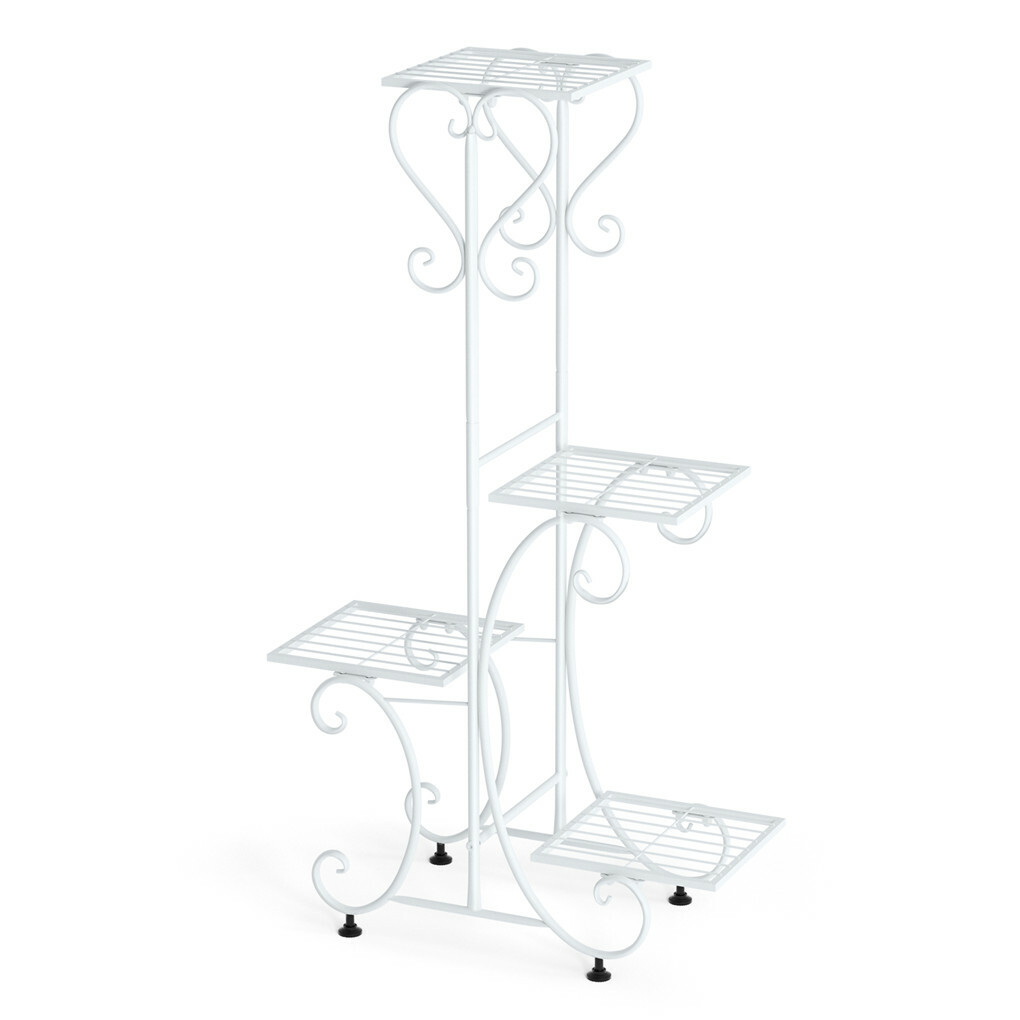 White Practical Plant Stand Wrought Iron Flower Pot Holder Corner Plant Shelf Organize - Image 3