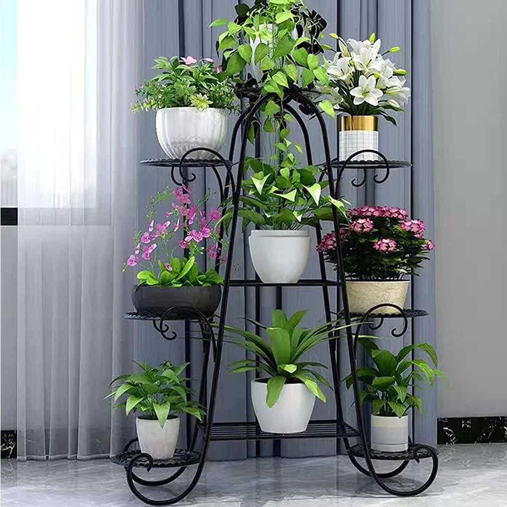Oversized Metal Plant Stand with 9-Tier Flower Display Shelves - Image 1