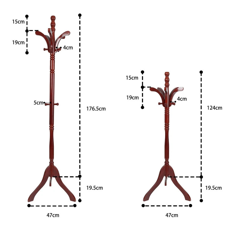 Vintage Wooden Coat Rack Stand with 13 Hooks for Hats, Clothes and Handbags - Image 3