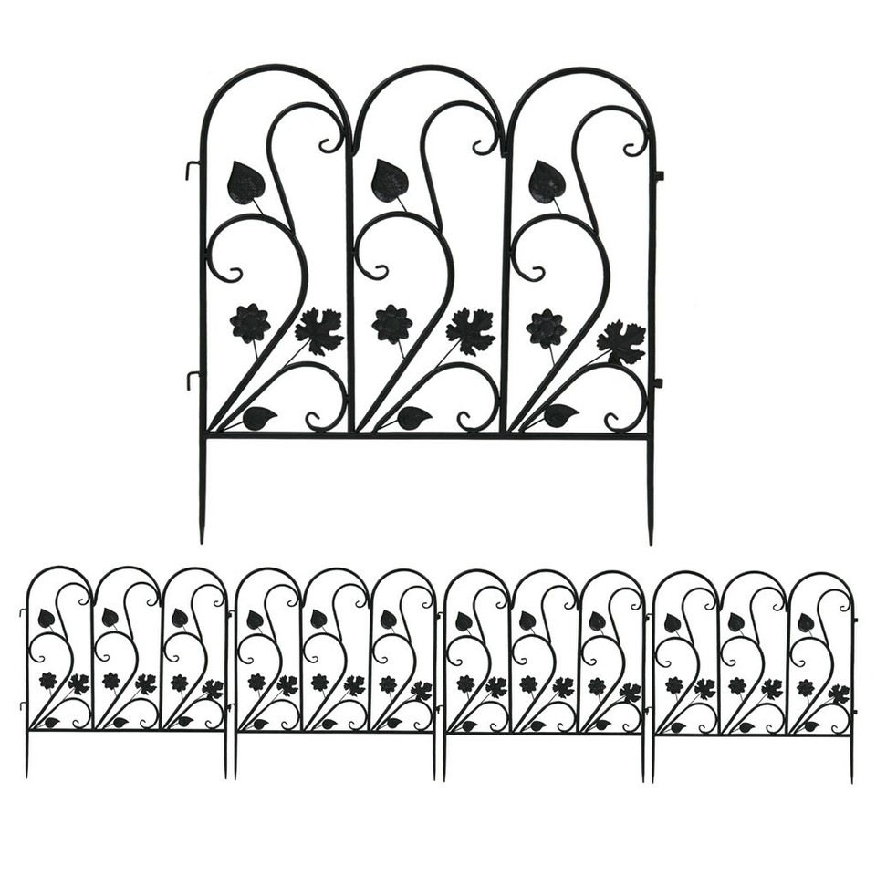 5-Piece Decorative Garden Fence Black Metal Wire Patio - Image 1