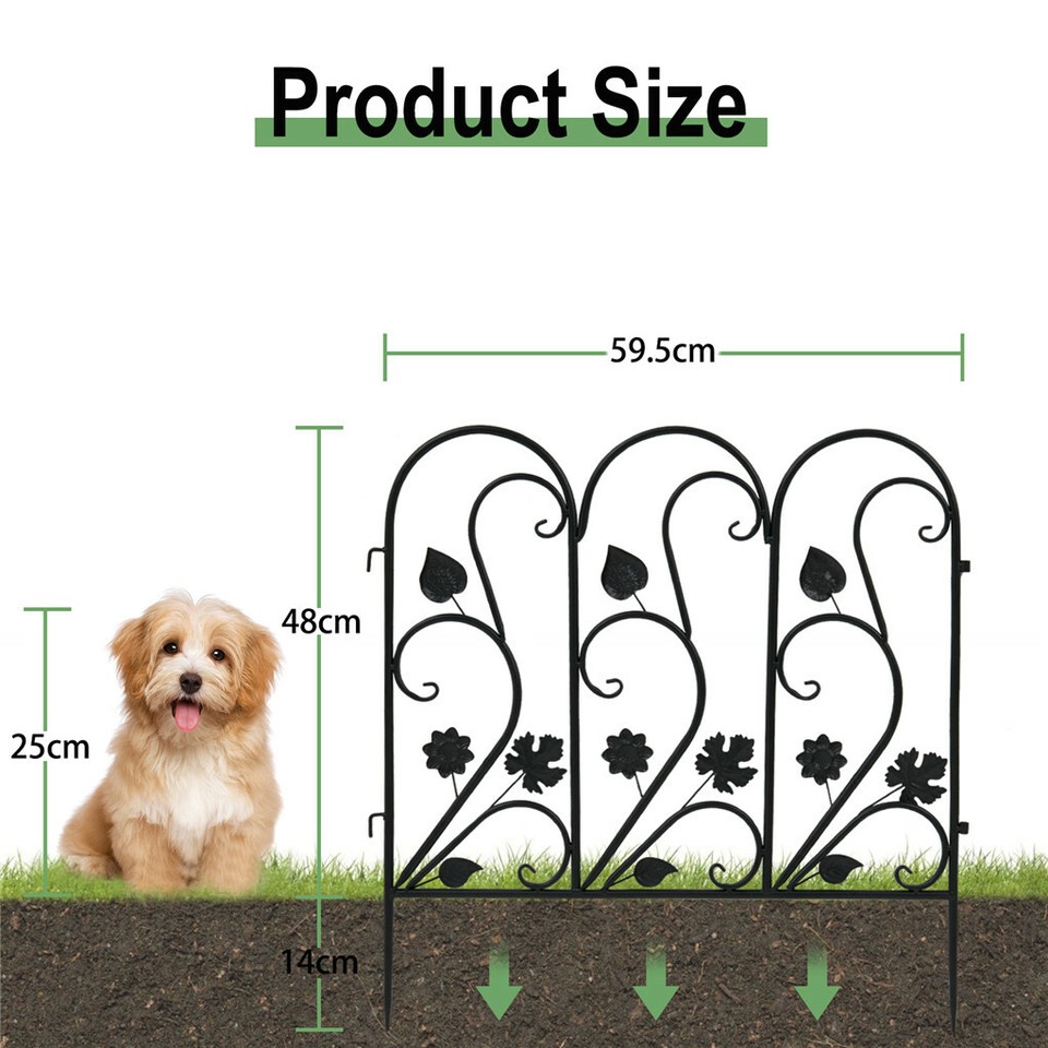 5-Piece Decorative Garden Fence Black Metal Wire Patio - Image 2