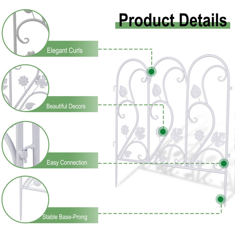 5PCS Decorative Garden Fence Folding Patio Fences Rustproof 59.5x62cm Landscape - Image 7