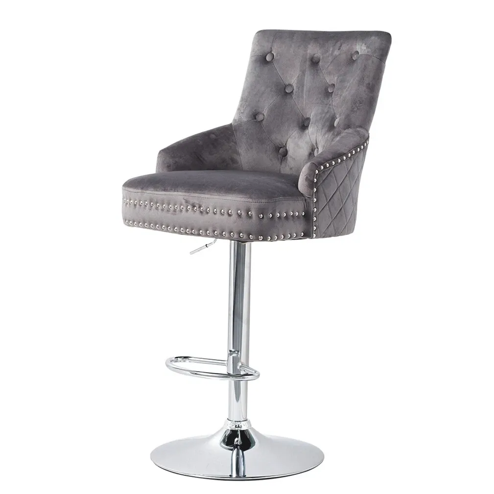 Elegant Swivel Bar Stool Velvet Airlift Counter Height Bar Kitchen Dining Chair - 1 unit - Image 1