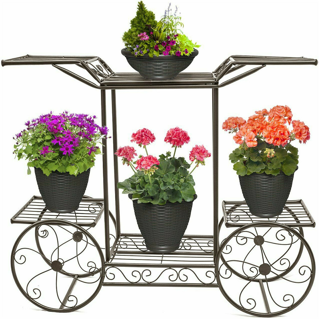 6 Tiers Garden Cart Stand & Flower Pot Plant Holder Display Rack Parisian Style - Image 2