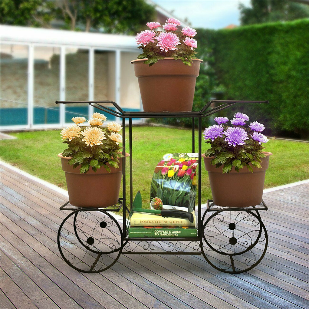 6 Tiers Garden Cart Stand & Flower Pot Plant Holder Display Rack Parisian Style - Image 4