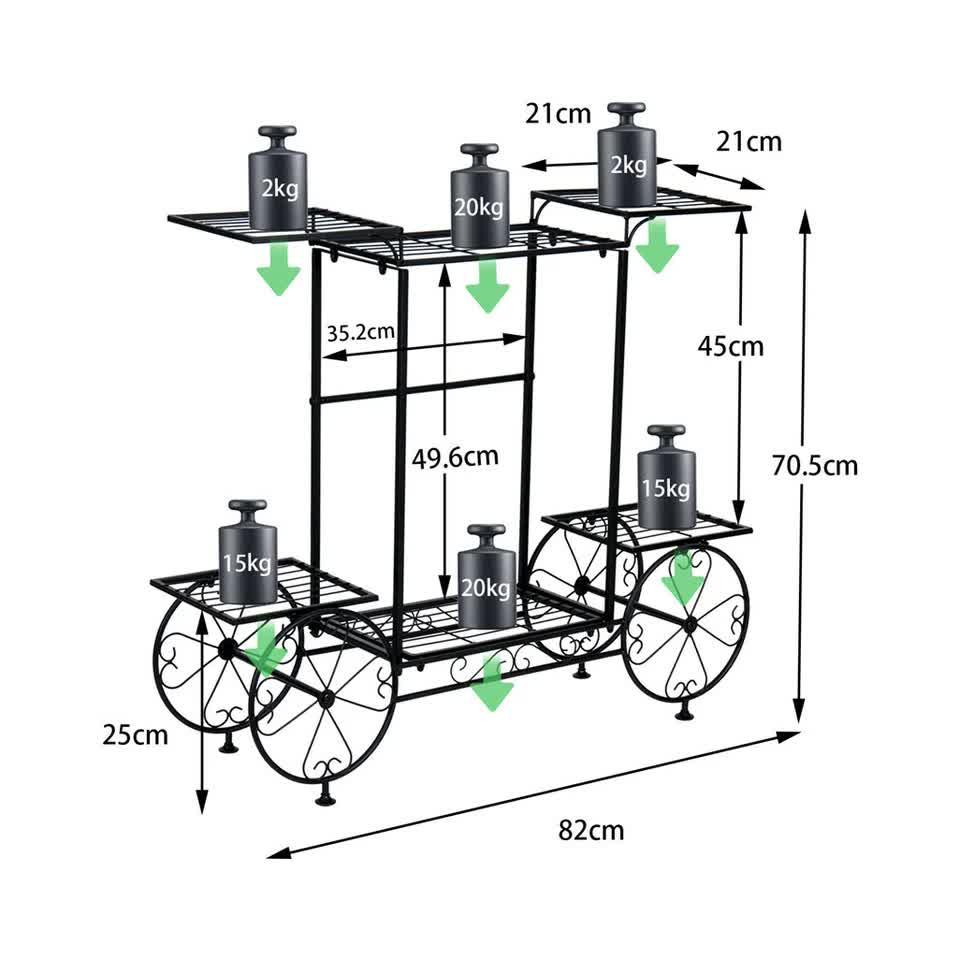 6 Tiers Garden Cart Stand & Flower Pot Plant Holder Display Rack Parisian Style - Image 8