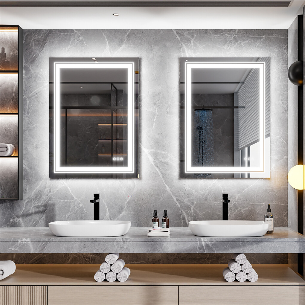 900*700MM Dimmable LED Bathroom Mirror Antifog Wall Mounted Vanity Makeup Mirror - Image 2