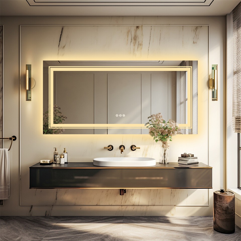 LED Bathroom Mirror Double Light Vanity Makeup Mirror Tall Full-Size Body Mirror 1200*600mm Double LED - Image 3