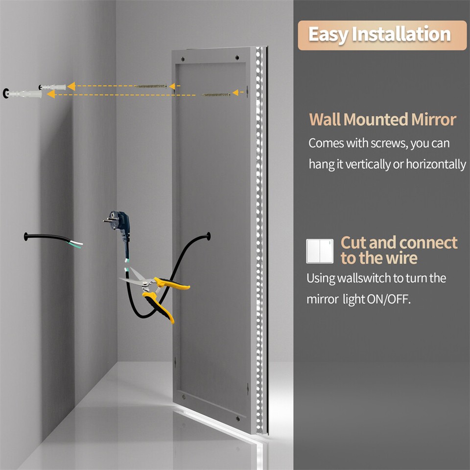 1.83M Oversize Dual Light Bathroom Mirror Super Anti-Fog Makeup Dressing Mirror - Image 5