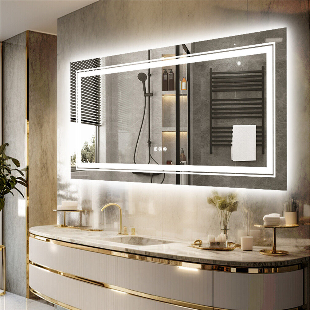 Anti-Fog LED Bathroom Mirror with 2-Way Mount 1000*600mm/Double LED - Image 1