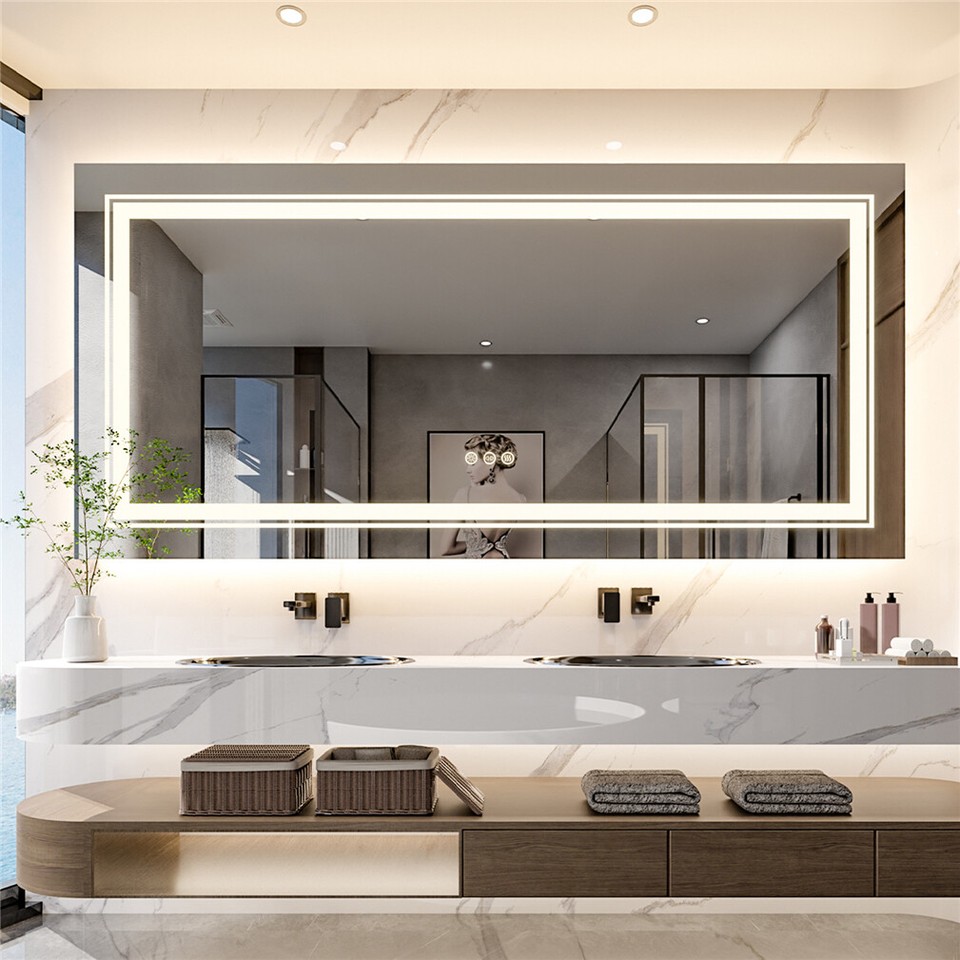 Anti-Fog LED Bathroom Mirror with 2-Way Mount 1000*600mm/Double LED - Image 3